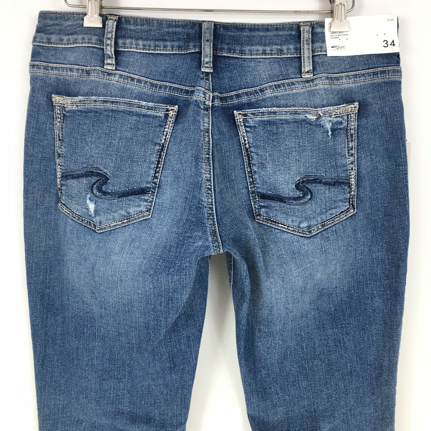Silver Jeans Co. Suki Ripped Straight-Leg Jeans Color Indigo Size 34R