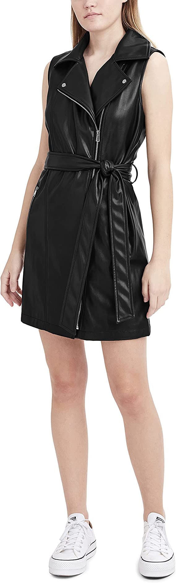 BCBGeneration Women's Faux Leather Sleeveless Mini Dress  Color Black Size M