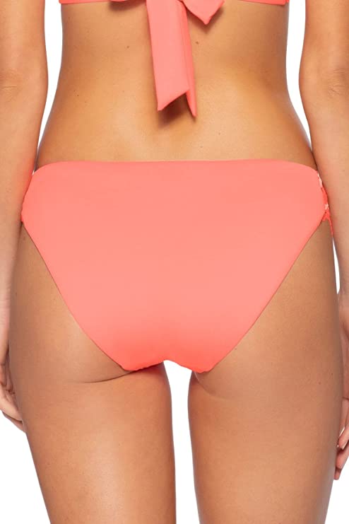 Becca by Rebecca Virtue Women's Avery Crochet Tab Side Hipster Bikini Bottom  Color Coral Size XL