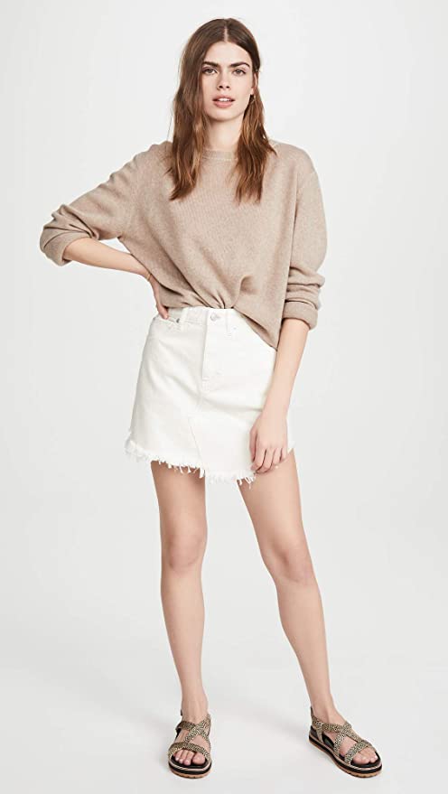 Free People Women's Bailey Cotton Denim Mini Skirt  Color White Size 27