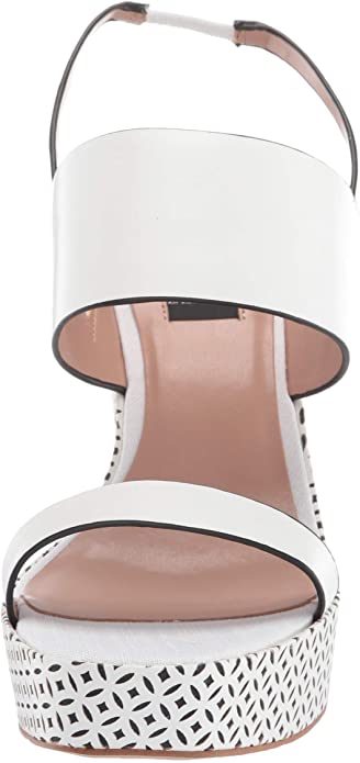 Zac Posen Women's Platform Sandal Cutout Leather Wrapped Wedge Color White Leather Size 7.5M