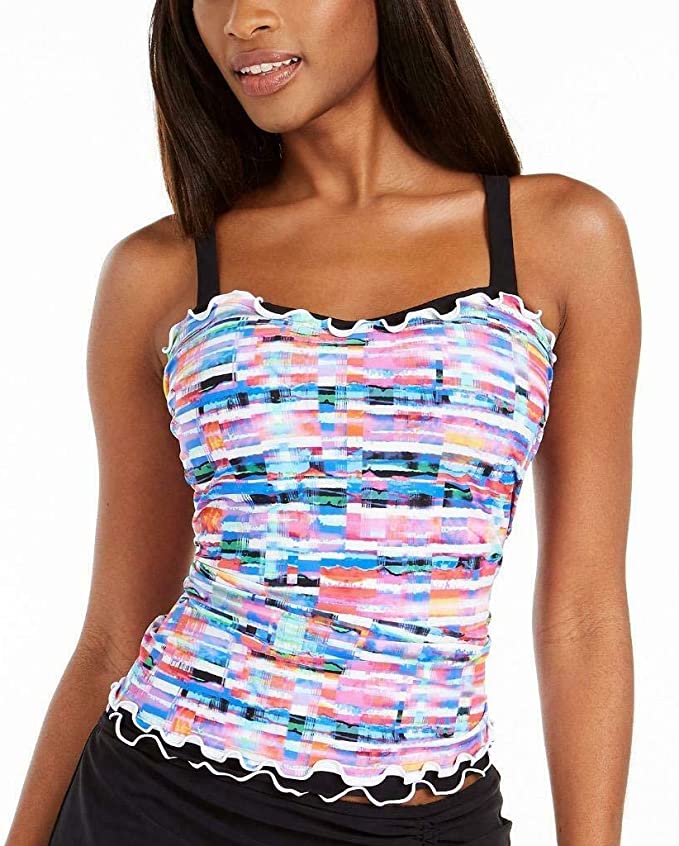 Profile by Gottex Multi Tricolore Printed Underwire Tankini Top Size 40D