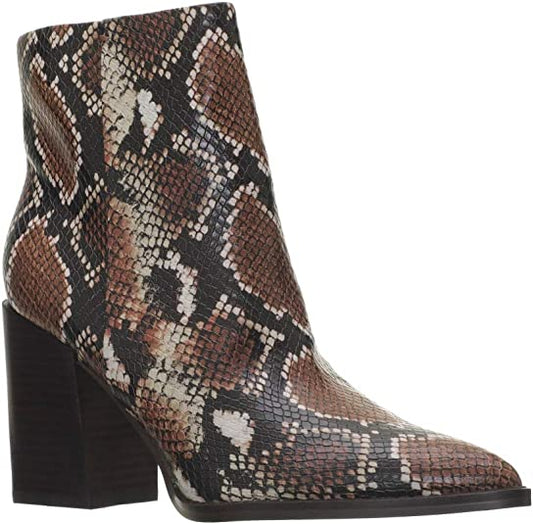 NINE WEST Womens Pointed Toe Heel Ankle Boots  Color Brown Snake Size 6M