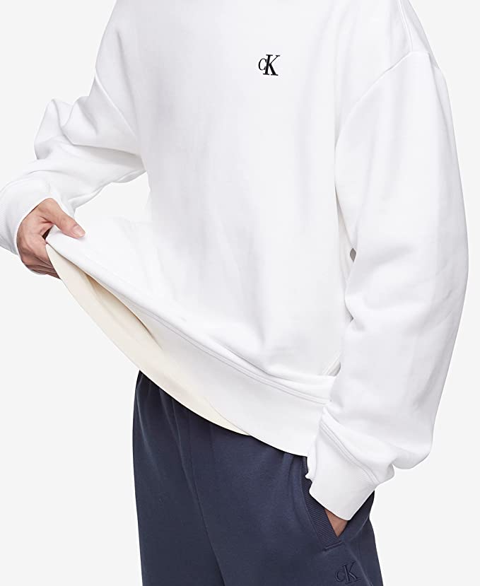 Calvin Klein Men's Relaxed-Fit Embroidered Sweatshirt  Color Brilliant White Size L
