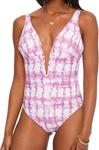 bar III Stretch One Piece Swimsuit  Color Purple Fuchsia  Size XL
