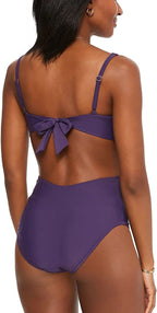 Bar III Womens Swim One Piece Small Ring Monokini Cutout  Color Purple Size S
