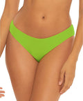 Becca by Rebecca Virtue Adela Ruched Hipster Bikini Bottom  Color Kiwi Size L
