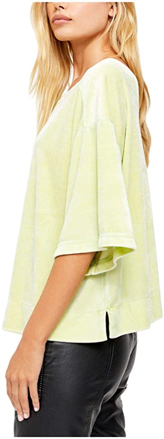 Free People Womens Valerie Open Back Velvet T-Shirt OB1068118 Size L