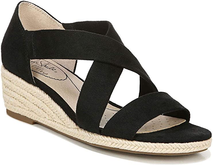 LifeStride Women's Siesta Espadrille Wedge Sandal  Color Black Size 7.5M
