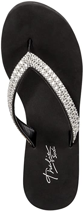 Thalia Sodi Women's Emira Embellished Wedge Sandals  Color Black Bling Size 7M