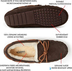 Fireside by Dearfoams Men's Victor Shearling Moccasin with Tie Slipper  Color Coffee Size 11M