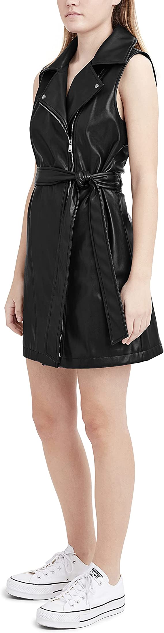 BCBGeneration Women's Faux Leather Sleeveless Mini Dress  Color Black Size M
