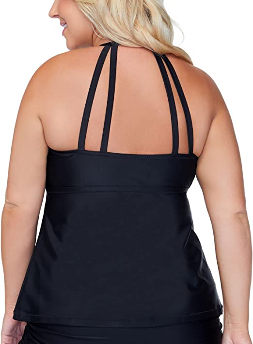 Raisins Curve Women's Plus Alicante Solids Rosalie Tankini Top  Color Black Size 14W