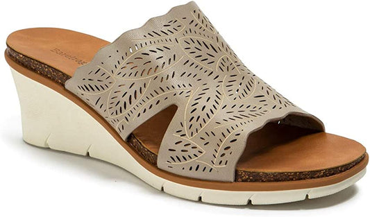 Baretraps Women's Barb Faux Leather Slide-On Wedges  Color Taupe Size 9.5M