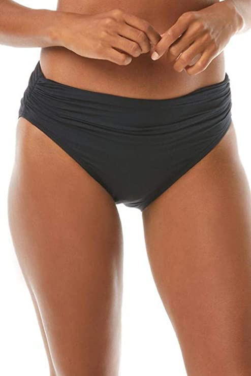 Carmen Marc Valvo Women's Bikini Bottom Swimsuit w/ Shirred Detail  Color Black Size S