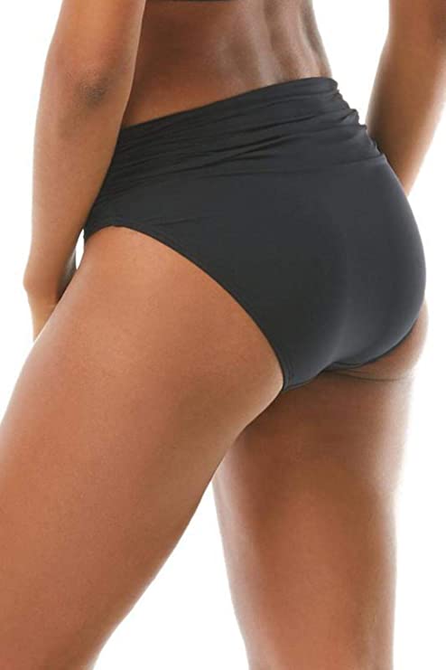 Carmen Marc Valvo Women's Bikini Bottom Swimsuit w/ Shirred Detail  Color Black Size S