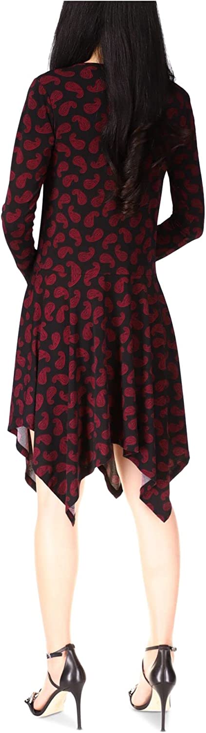 Michael Kors Stretch Long Sleeve Evening Fit & Flare Dress  Color Dark Ruby Size L