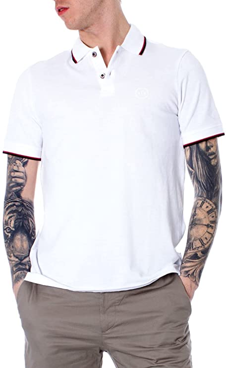 A|X ARMANI EXCHANGE Men's Short Sleeve Jersey Knit Polo Shirt  Color 1100 White Size XL