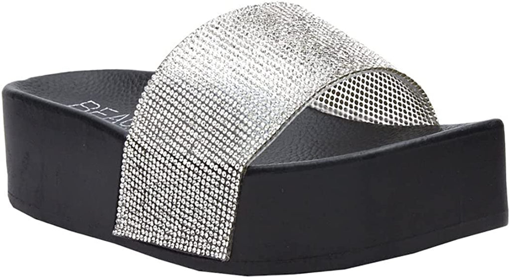 Matisse Beach by Matisse Women's Retreat Rhinestone Platform Sandals  Color Black Synthetic Size 9M
