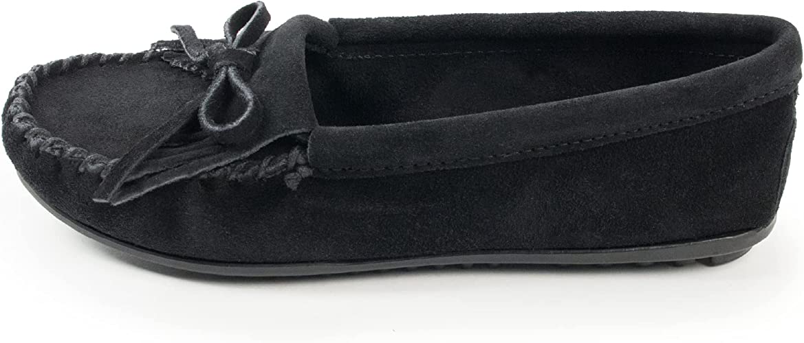 Minnetonka Women's Kilty Hardsole Moccasins  Black Size 6.5