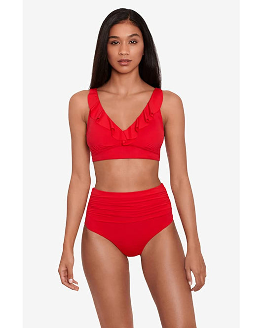 LAUREN Ralph Lauren Beach Club Solid High-Waisted Bottoms  Color Red Size 12