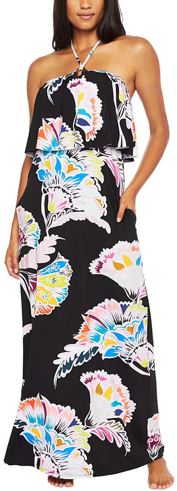 Trina Turk  Women's Maxi Dress Swim Cover-up  Color Multi/Seychelles  Size M