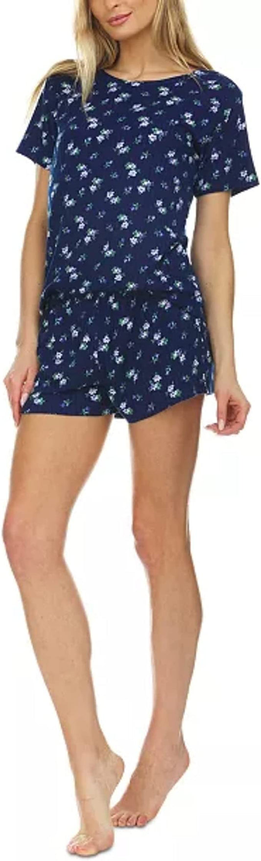 Flora Nikrooz Averie Rib-Knit T-Shirt & Shorts Pajama Set  Blue Size S