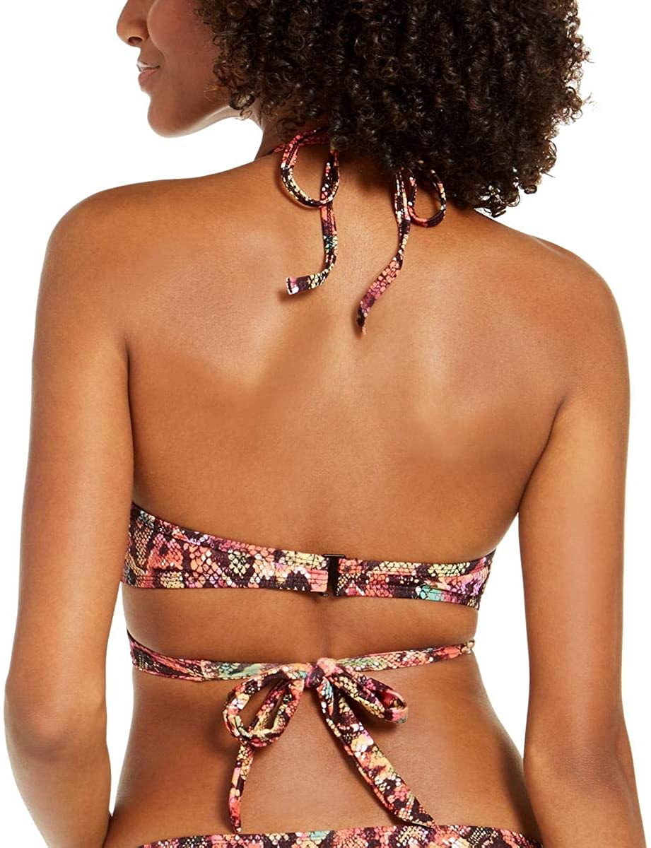SUNDAZED Reptilia Simone Bra Sized Halter Bikini Top   Python Multi Size 36DD