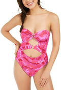 Hula Honey Women's Juniors Hana Tie-Dye Cut-Out One-Piece Swimsuit Size XL