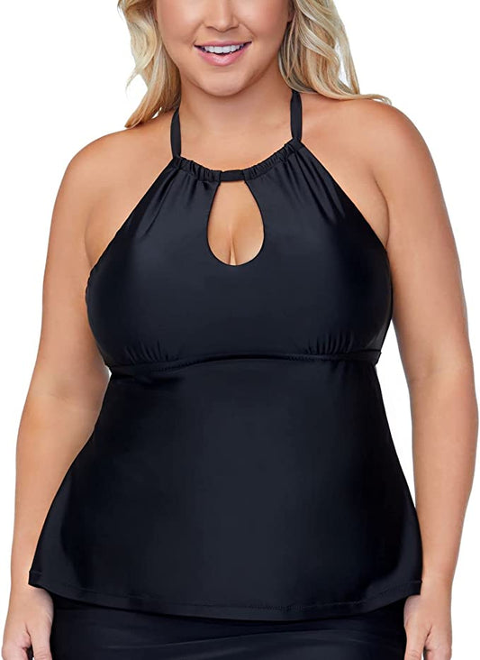Raisins Curve Women's Plus Alicante Solids Rosalie Tankini Top  Color Black Size 14W