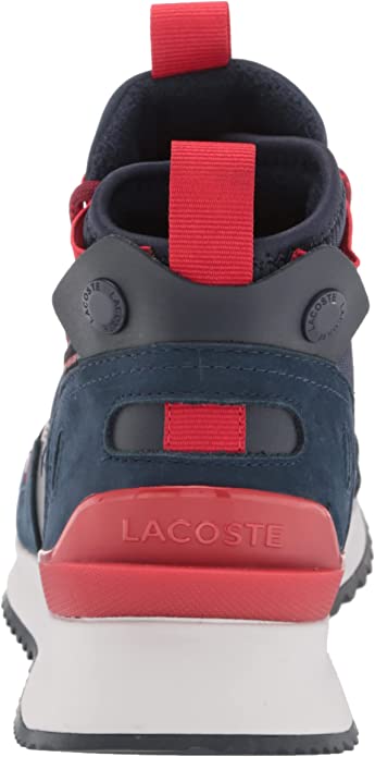 Lacoste Men's Run Breaker High-Top Sneakers  Color Navy/Red Size 8M