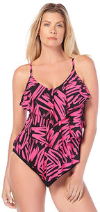 Magicsuit Women's Swimwear Rita Ruffle Soft Cup Tankini Top with Adjustable Straps Size 8