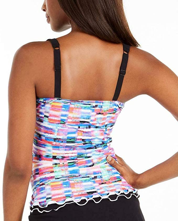 Profile by Gottex Multi Tricolore Printed Underwire Tankini Top Size 40D