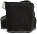 Thalia Sodi Women's Emira Embellished Wedge Sandals  Color Black Bling Size 7M