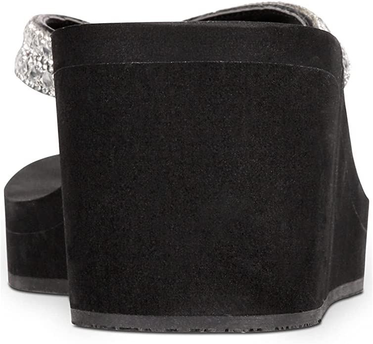 Thalia Sodi Women's Emira Embellished Wedge Sandals  Color Black Bling Size 7M
