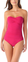 Anne Cole Women's Twist Front Shirred One Piece Swimsuit Color White Size 10
