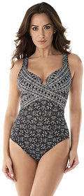Miraclesuit Incan Treasure Criss Cross Escape Swimsuit  Black/White Size 16