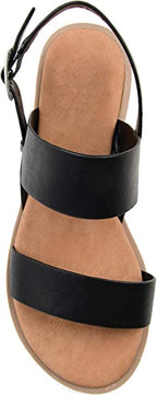 Brinley Co. Womens Dual Strap Open-Toe Sandal  Color Black Size 10M