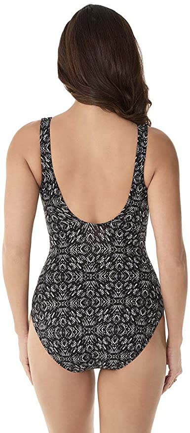 Miraclesuit Women's Swimwear Incan Treasure Criss Cross Escape Sweetheart Neckline Tummy Control One Piece Swimsuit Size 16