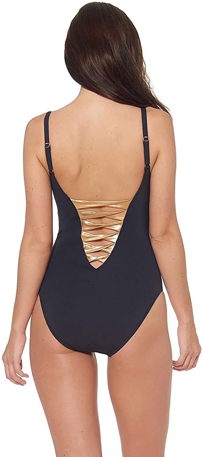Bleu Rod Beattie Twisted-Front One-Piece Swimsuit Color Black Size 10