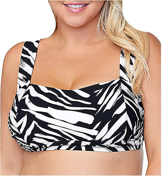 Raisins Curve Plus Size Meru Jamaica Swim Top  Color Black Stone Size 20W