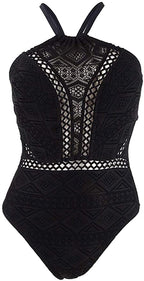 Hula Honey Diamond Crochet One-Piece Swimsuit  Black Size XS