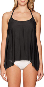 Coco Reef Women's Tankini Top Swimsuit with Mesh Layer Detail  Color Castaway Black Size 38DD