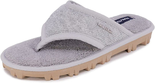 Nautica Womens Haji Plush Thong Slippers  Color Gray Size 8M