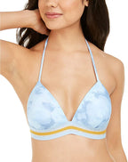Hula Honey Women's Juniors Hana Push-Up Tie-Dye Swim Top Separates Color Blue Size L