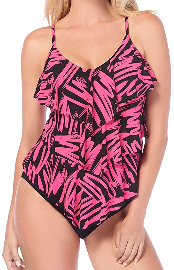 Magicsuit Women's Swimwear Rita Ruffle Soft Cup Tankini Top with Adjustable Straps Size 8