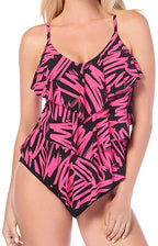Magicsuit Women's Swimwear Rita Ruffle Soft Cup Tankini Top with Adjustable Straps Size 8