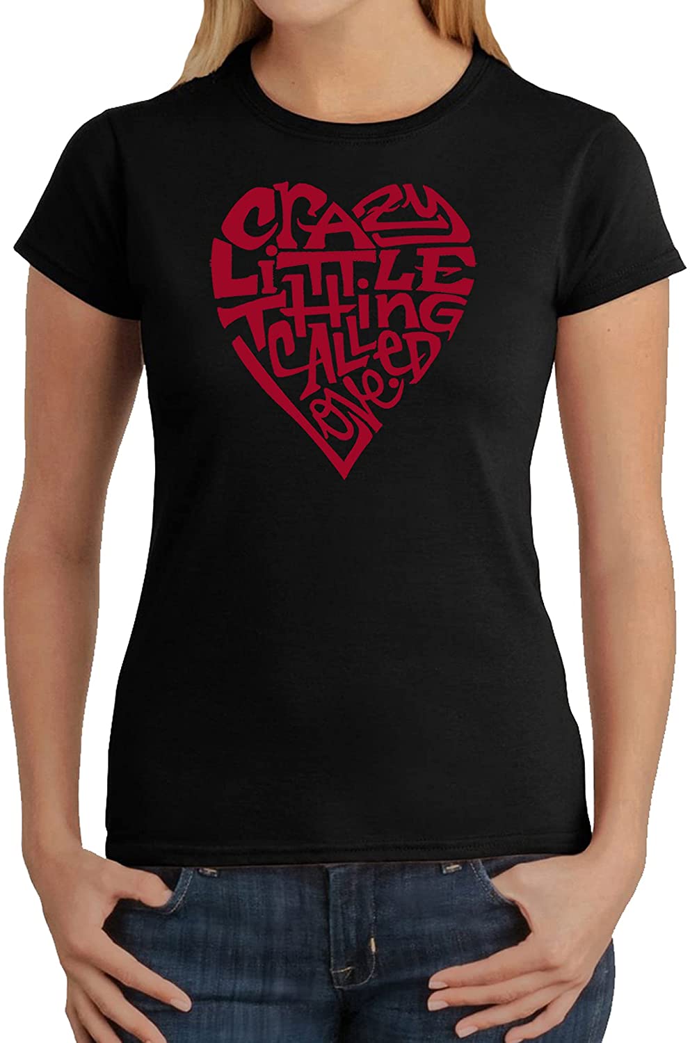 LA POP ART Women's Word Art T-Shirt - Crazy Little Thing Called Love  Color Black Size M