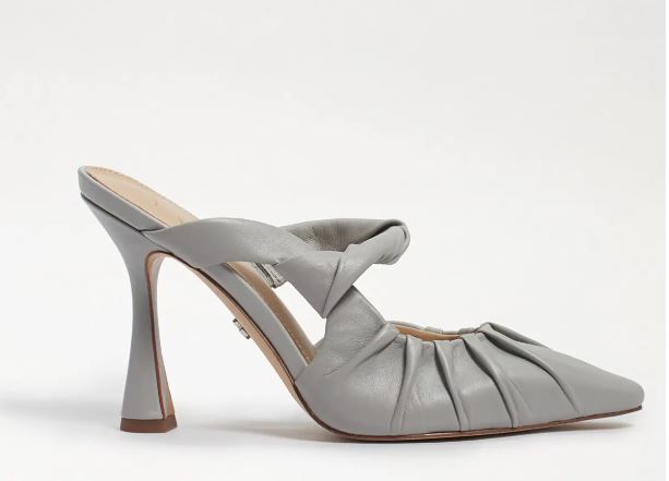 Sam Edelman Women's Tillary Pleated High Heel Mules  Color Pebble Grey Size 7.5M