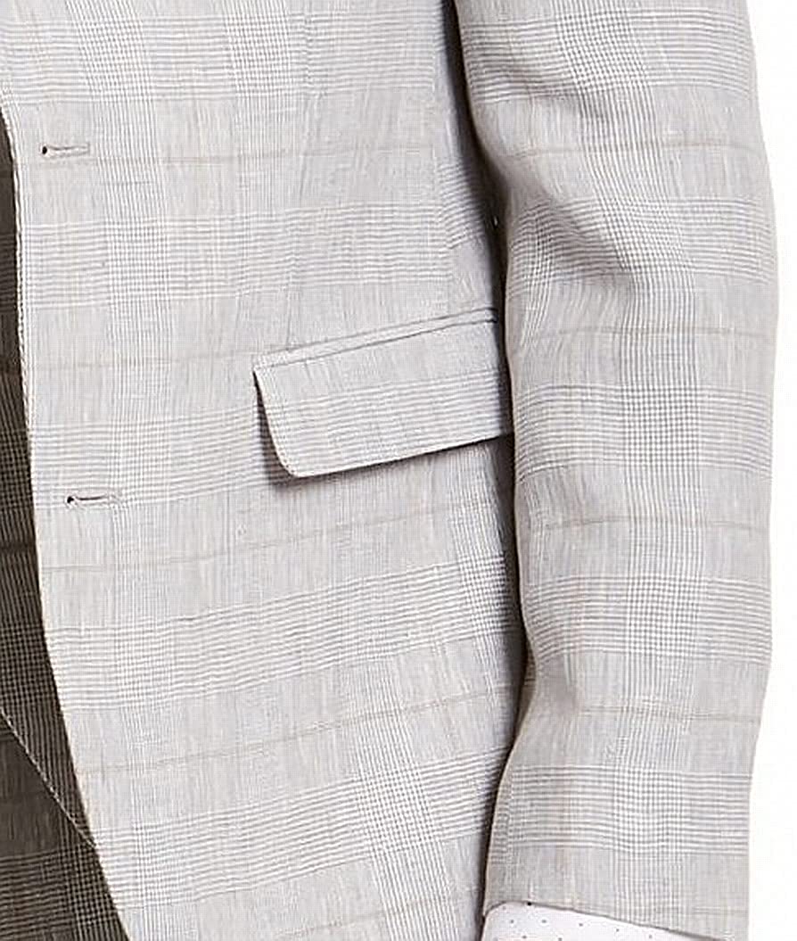Bar III Men's Linen Plaid Sportcoat  Color Gray Size 42LONG